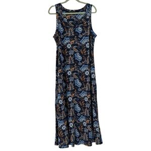 Soft Surroundings Kara maxi dress in blue and brown floral pattern Size XL